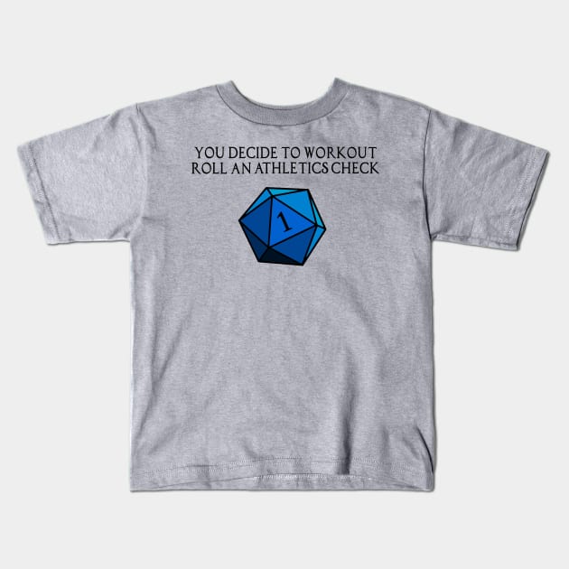 D20 Workout Kids T-Shirt by DaughertyDesigns